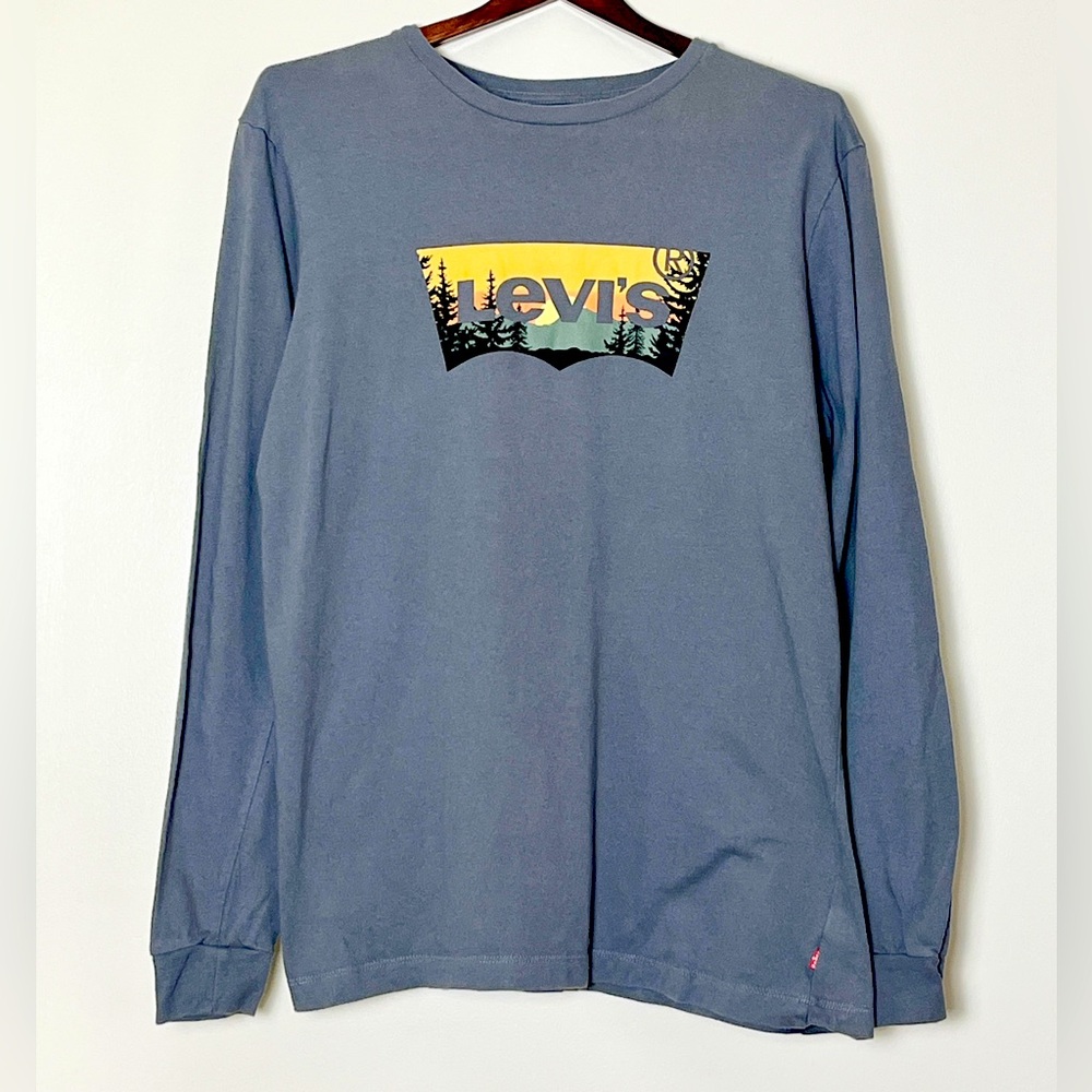 Levi’s Logo T-Shirt Men’s Medium Gray‎ Western Desert Cowboy Americana Heritage